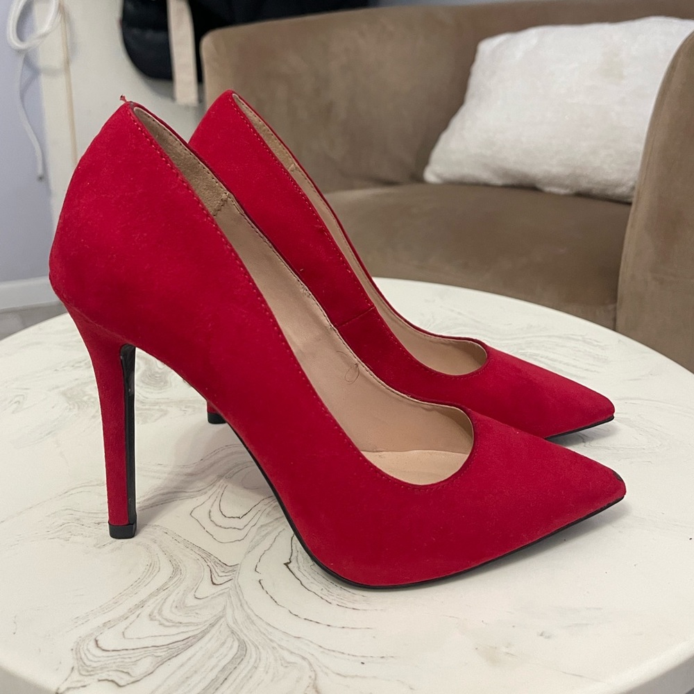 Velvet Red Heels. Size 7 Womens.